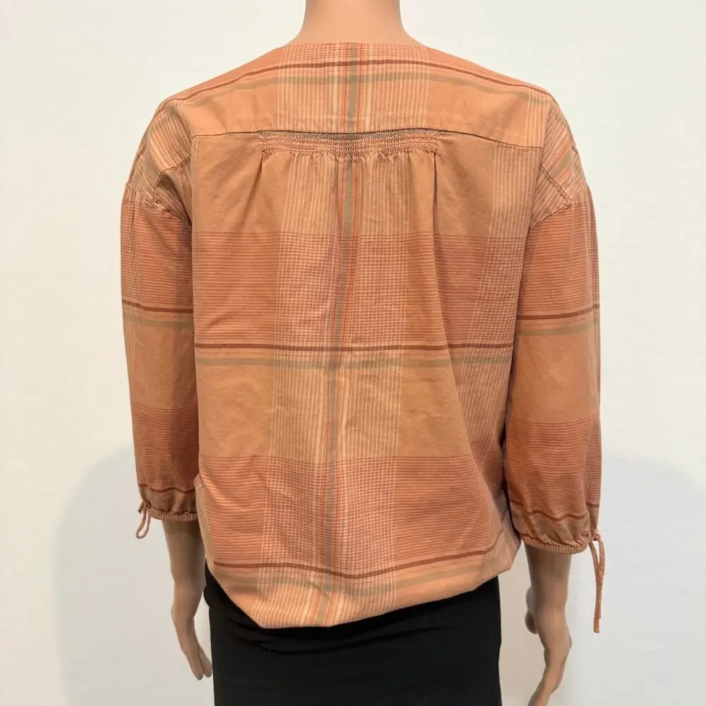 Madewell XXS Morningview tie sleeve button front v neck blouse top TB 2789